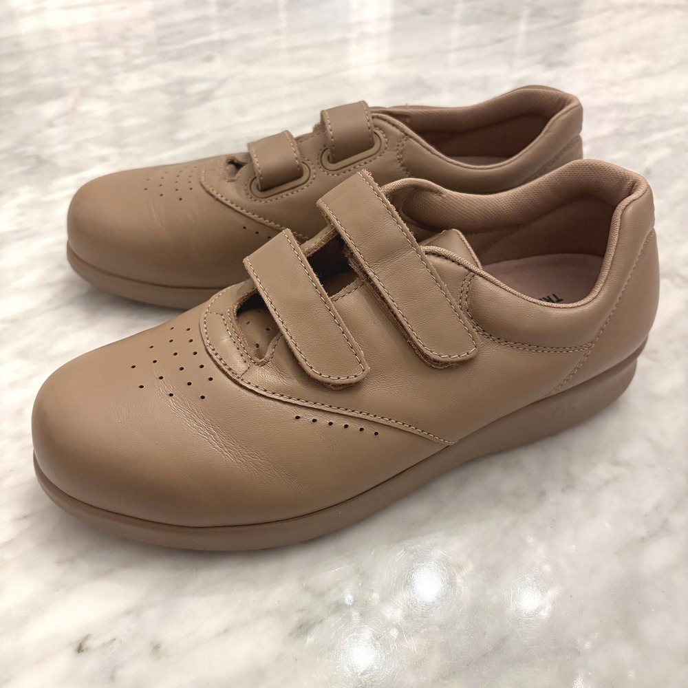 SAS Me Too Tripad‎ Comfort Walking Shoes Tan Leather Velcro Made USA Womens 7.5